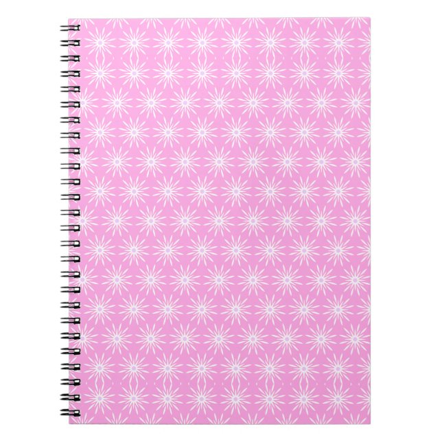 Carnet Fleurs en explosion blanches sur fond rose (Devant)