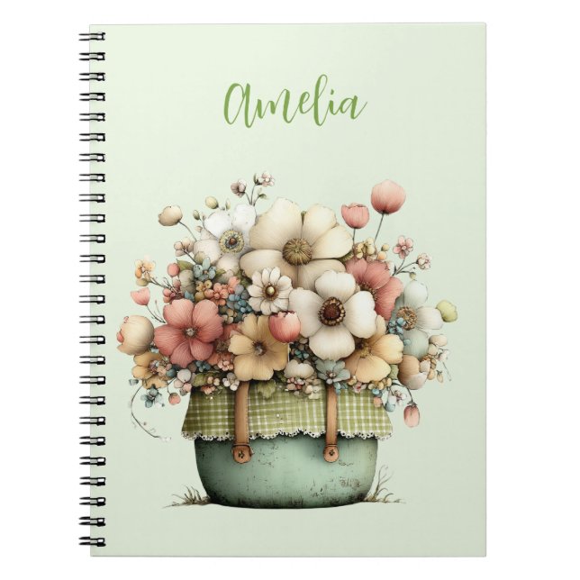Carnet Fleurs en pot Cozy Shabby Mignon (Devant)
