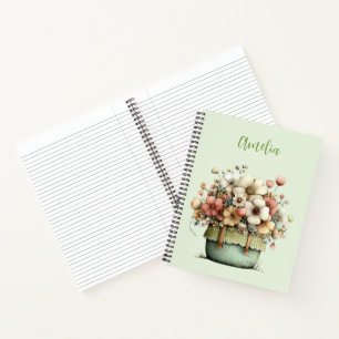Carnet Fleurs en pot Cozy Shabby Mignon