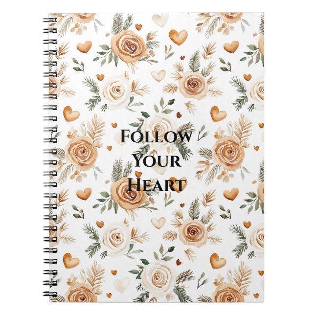 Carnet Fleurs et cœurs ivoire crème (Devant)