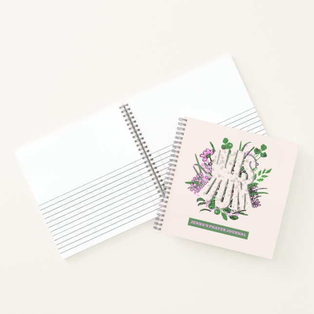Carnet Fleurs et feuilles roses de sagesse Typographie (Intérieur)