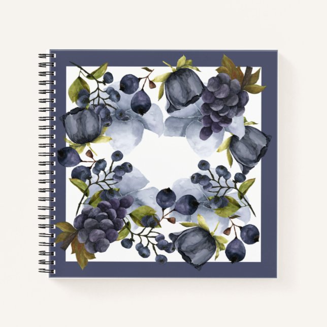 Carnet Fleurs et fruits bleus dans le cadre (Devant)