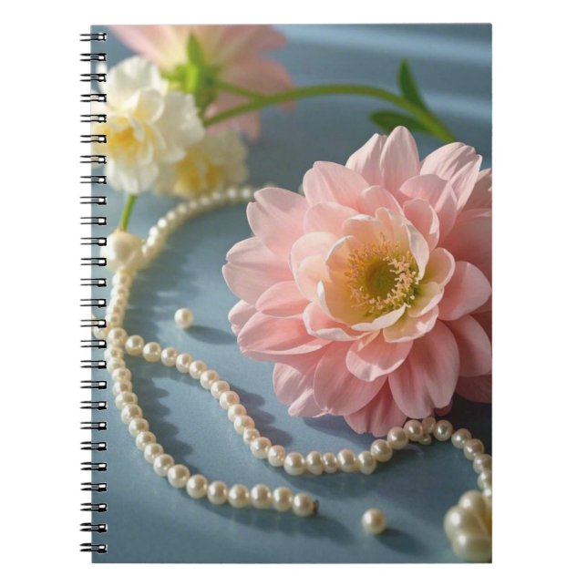 Carnet Fleurs et perles élégantes (Devant)