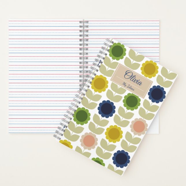 Carnet Fleurs et tiges rétro groovy d'été (À l'intérieur)