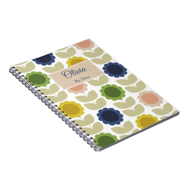 Carnet Fleurs et tiges rétro groovy d'été (Côté Droit)