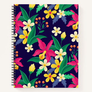 Carnet Fleurs Exotiques Colorées Motif Feuilles-23021