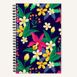 Carnet Fleurs Exotiques Colorées Motif Feuilles-23021