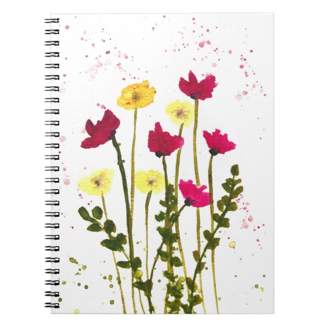 Carnet Fleurs fleurs sauvages jaune aquarelle rustique (Devant)