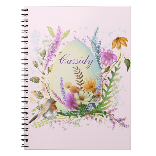 Carnet Fleurs florales d'Oeufs de Pâques du printemps (Devant)