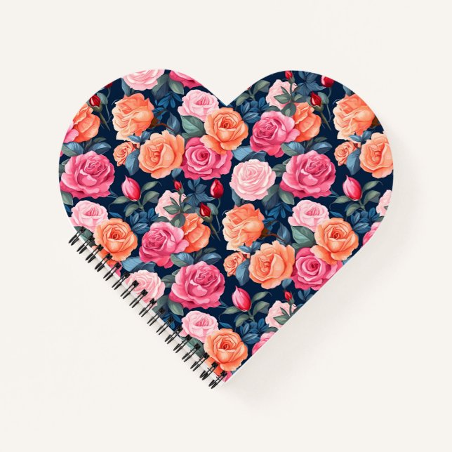 Carnet Fleurs florales roses Motif-80037 (Devant)