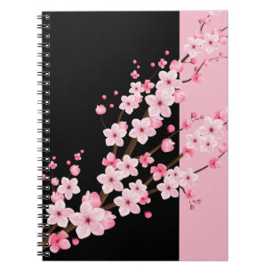 Carnet Fleurs florales roses serviettes noires et roses