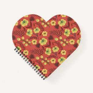Carnet Fleurs florales sans coutures motifs jaunes et rou