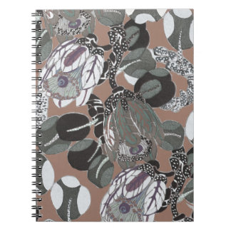 Carnet Fleurs grises et motif brun