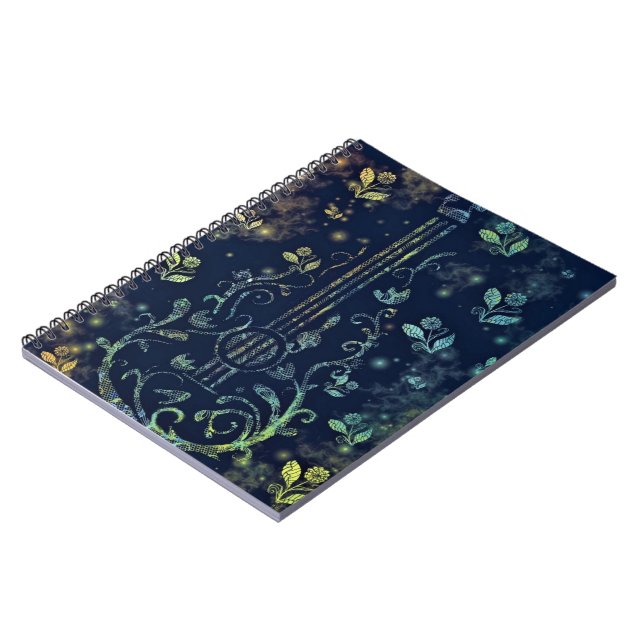 Carnet Fleurs Guitare Art - Mélodie romantique (Côté gauche)