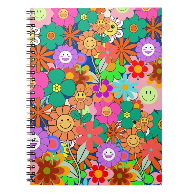 Carnet Fleurs hippies Boho Super rétros (Devant)