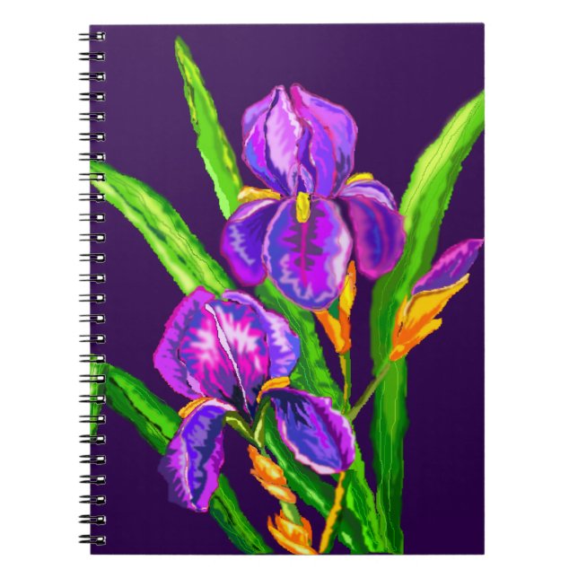 Carnet Fleurs Iris - Couleurs Personnalisées - Tex (Devant)
