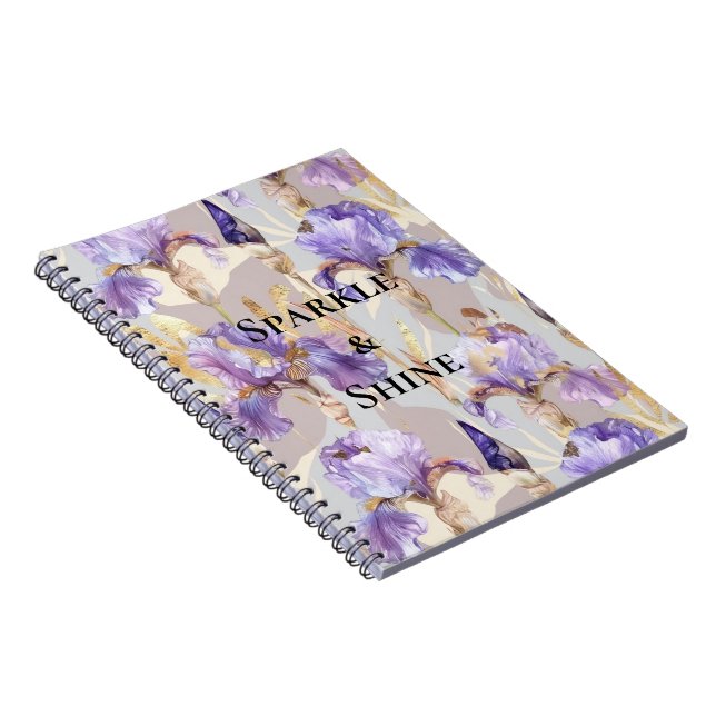 Carnet Fleurs Iris D'Or Violet (Côté Droit)