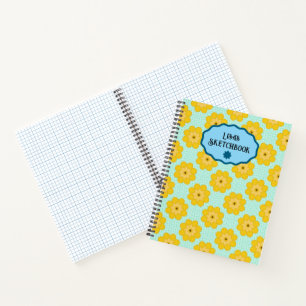 Carnet Fleurs jaunes avec des points bleus