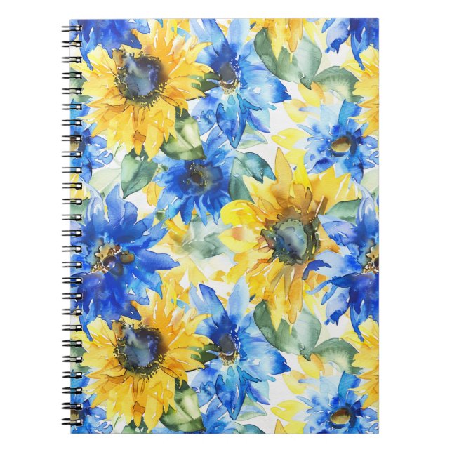 Carnet Fleurs Jaunes Bleues Anniversaire (Devant)