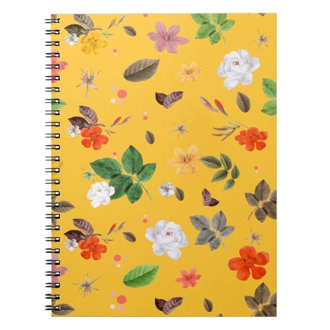 Carnet Fleurs jaunes et roses blanches 10 (Devant)