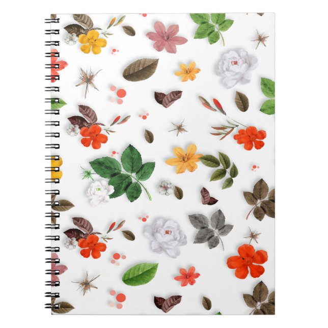 Carnet Fleurs jaunes et roses blanches 15 (Devant)