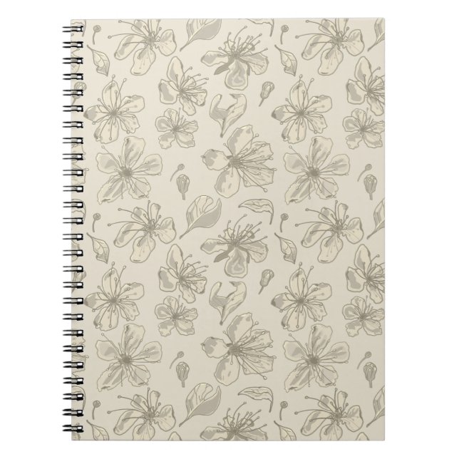 Carnet Fleurs jetées sur le sable clair - motif sans soud (Devant)