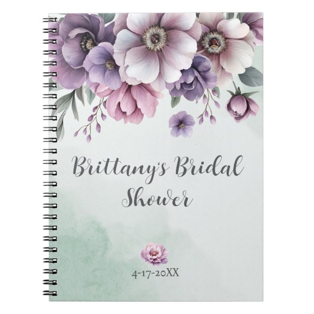 Carnet Fleurs Lavande et Vertes pour Réception de Mariage (Devant)