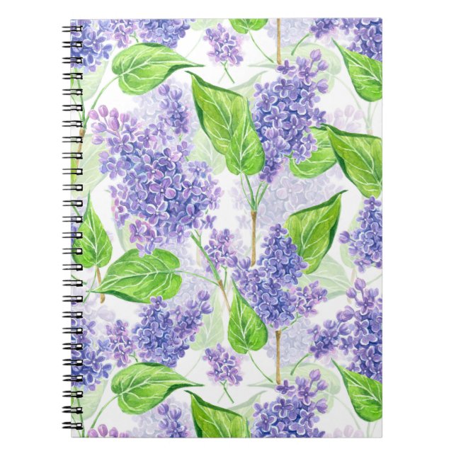 Carnet Fleurs lilas aquarelles (Devant)