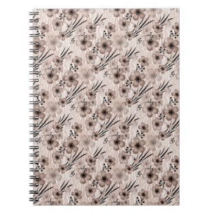 Carnet Fleurs marron beige motif sur le tigre arrière - p