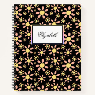 Carnet Fleurs modernes sur Black Name Floral