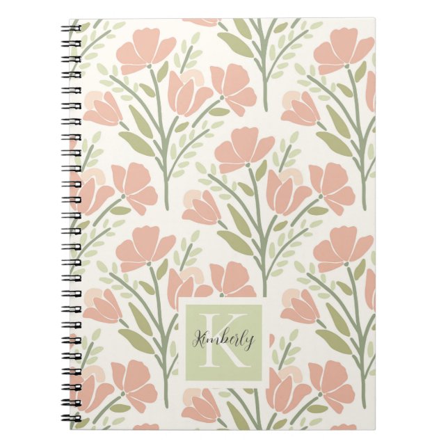 Carnet Fleurs Monogrammes Neutres Sérènes (Devant)