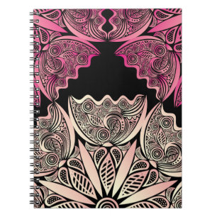 Carnet Fleurs motif de la nature, illustration vintage.