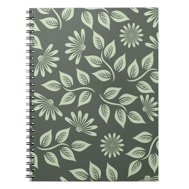 Carnet Fleurs motif vert printemps (Devant)