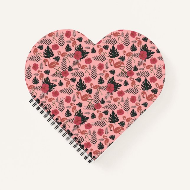 Carnet Fleurs motifs et feuilles flamands roses (Devant)