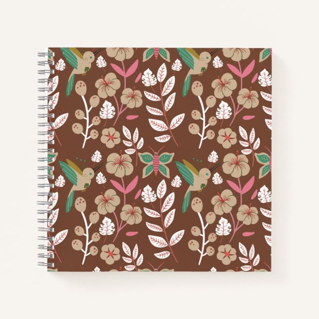 Carnet Fleurs motifs florales sans soudure, feuilles, pap (Devant)