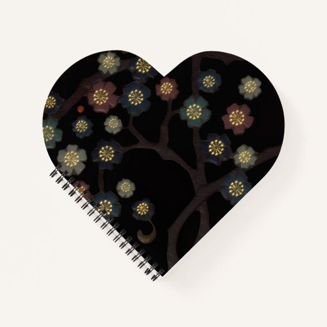 Carnet Fleurs multicolores sur fond noir (Devant)