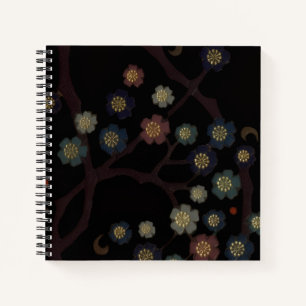 Carnet Fleurs multicolores sur fond noir
