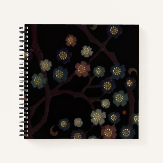 Carnet Fleurs multicolores sur fond noir (Devant)