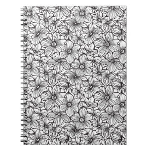 Carnet Fleurs Noir Blanc