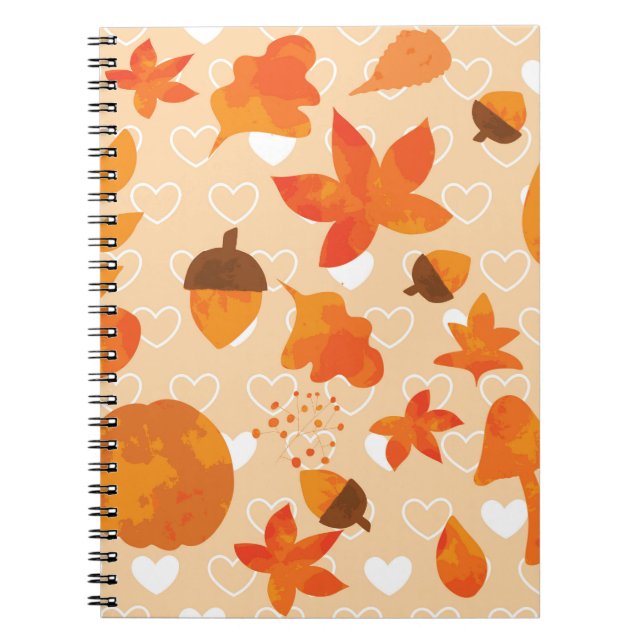 Carnet Fleurs orange : Motif Doodle à la main. (Devant)