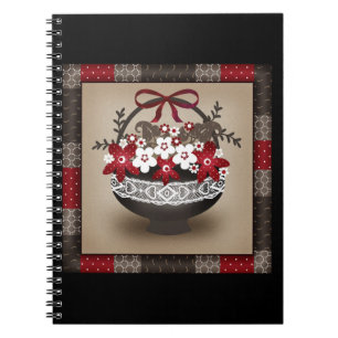 Carnet Fleurs panier cadre en dentelle design floral vint