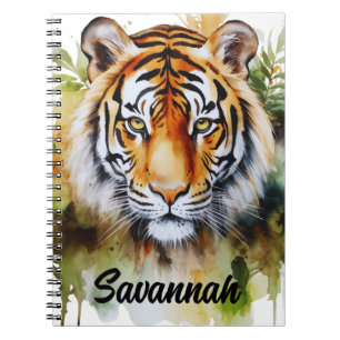 Carnet Fleurs pastel de tigre Safari aquarelle Savannah