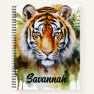 Carnet Fleurs pastel de tigre Safari aquarelle Savannah