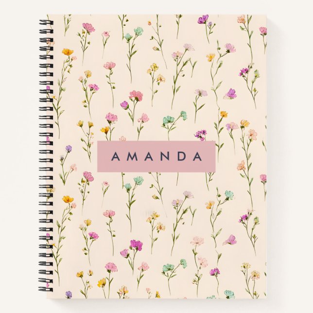 Carnet Fleurs Pastel Personnalisées (Devant)