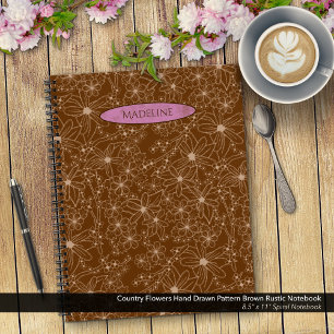 Carnet Fleurs Pays Main Tirée Motif Rustique Brown