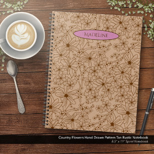 Carnet Fleurs Pays Main Tirée Motif Tan Vintage