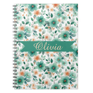 Carnet Fleurs personnalisées de printemps vintage vert