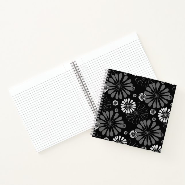 Carnet Fleurs Rétro Noir et Blanc (Intérieur)