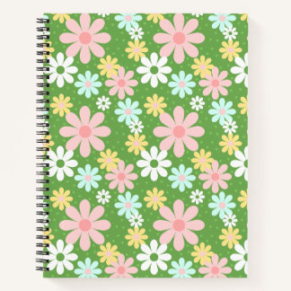 Carnet Fleurs Retro Pastel Daisy avec À petits pois