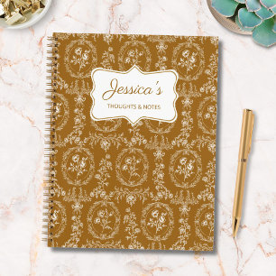 Carnet Fleurs Rococo Vintage Nom Personnalisé Floral